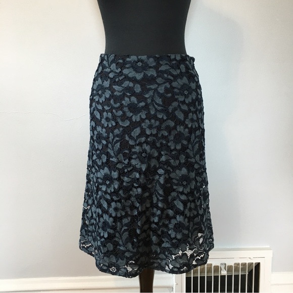 Zara Blue Floral Lace A-Line Skirt, S - Picture 1 of 11